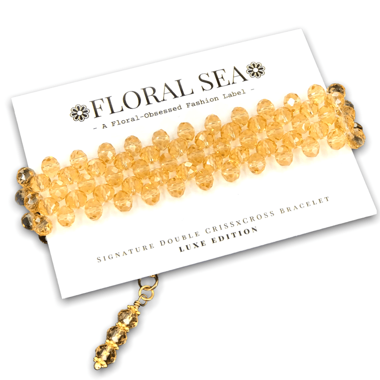 Signature Double CRISSxCROSS™ Bracelet In Gold Daisies - Luxe Edition - Translucent Gold