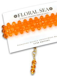 Signature Double CRISSxCROSS™ Bracelet In Orangey Zinnias - Luxe Edition - Bright Orange
