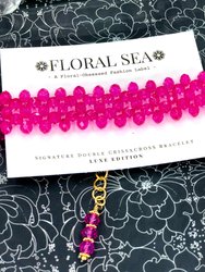 Signature Double CRISSxCROSS™ Bracelet In Pink Hollyhocks - Luxe Edition