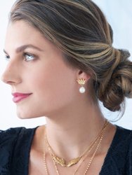 Acanthus Crown Pearl Drop Earrings