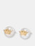 Acanthus Crown Pearl Stud Earrings - Sterling Silver - 14k Gold Finish