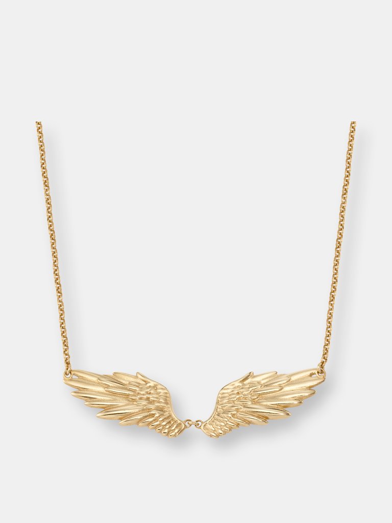 Angel Wing Necklace - Sterling Silver - 14k Gold Finish