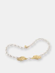 Angel Wing Pearl Necklace - Florin ArteSterling Silver - 14k Gold Finish