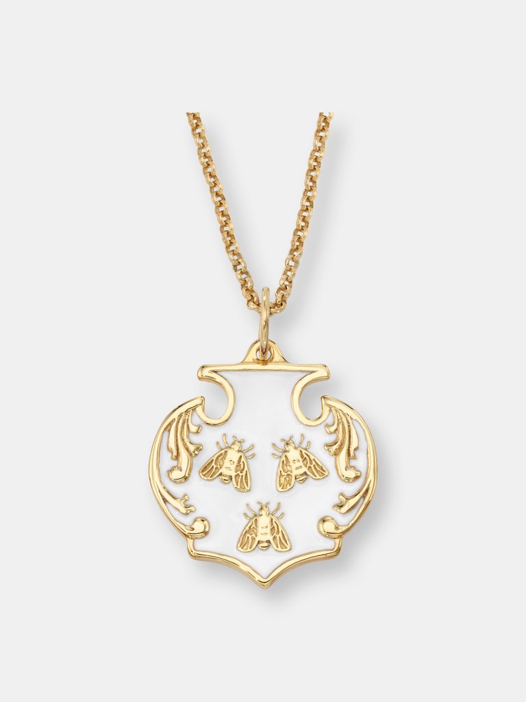 Barberini Bee Enamel Shield Charm - 14k Gold Finish