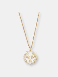 Barberini Bee Enamel Shield Necklace - Sterling Silver - 14k Gold Finish