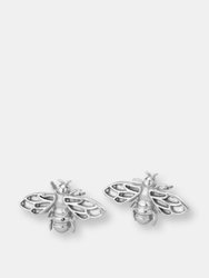 Bee Stud Earrings - Rhodium