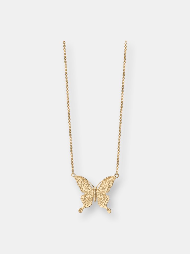 Butterfly Necklace - Large - Sterling Silver - 14k Gold Finish