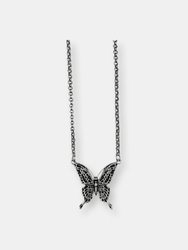 Butterfly Necklace - Small - Silver - Oxidized Finish