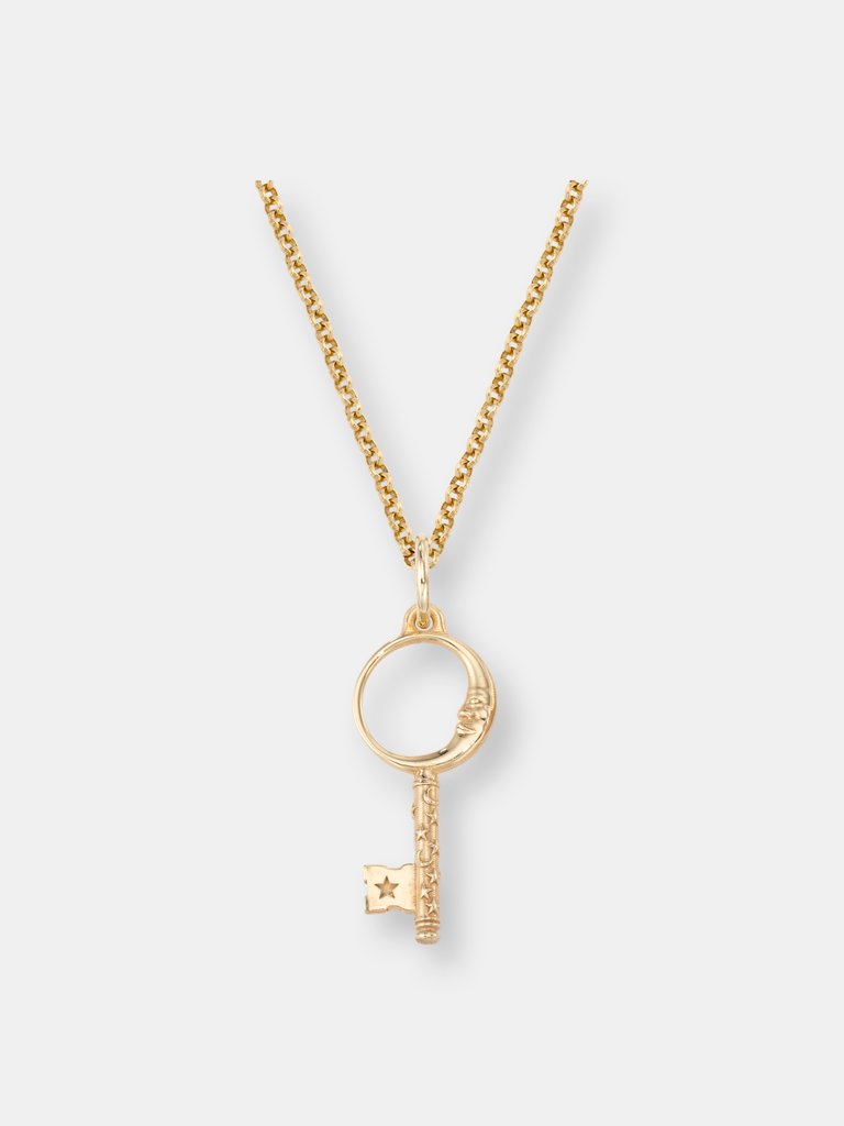 Crescent Mini Moon Key Necklace - Sterling Silver - 14k Gold Finish