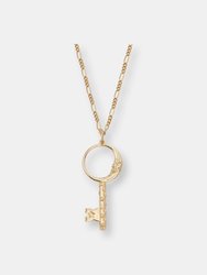 Crescent Moon Key Necklace - 14k Gold Finish