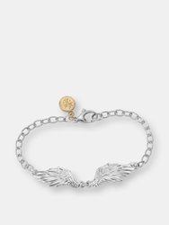 Double Angel Wing Bracelet - Sterling Silver - Rhodium Finish