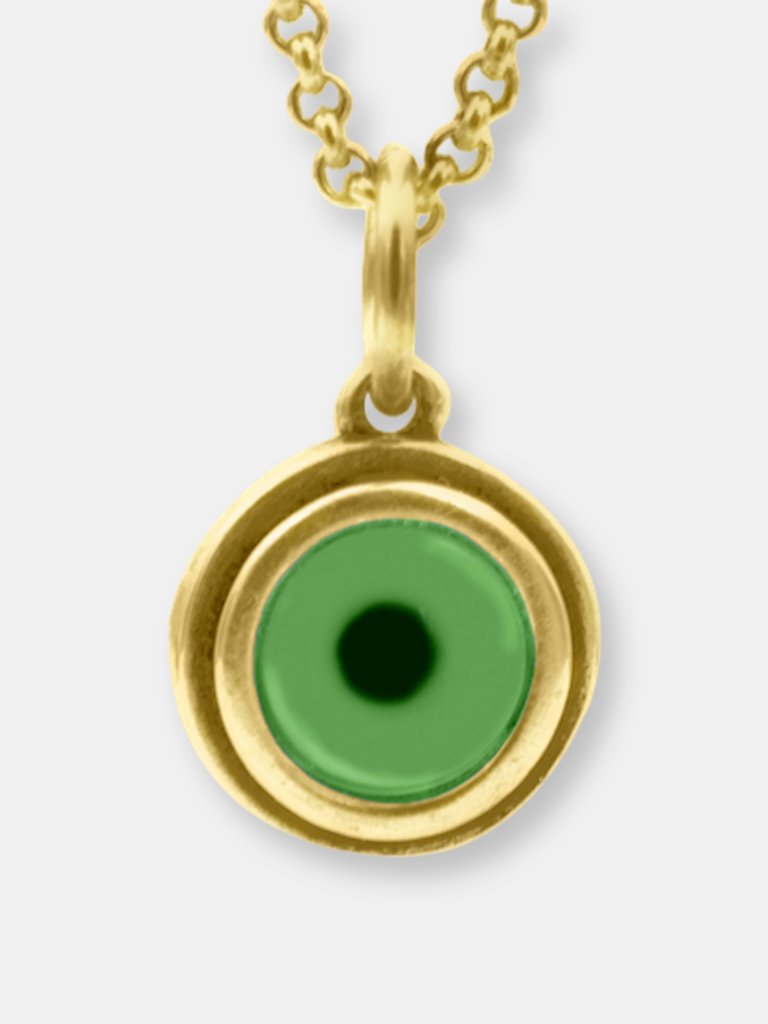 Evil Eye Cabochon Charm - 14K - Green