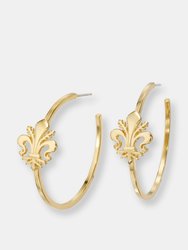 Fleur De Lis Hoop Earrings - 14k Gold