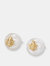 Fleur de Lis Pearl Stud Earrings - Sterling Silver - 14k Gold Finish