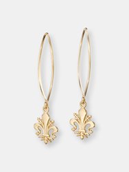 Fleur de Lis V-Wire Earrings - Sterling Silver - 14k Gold Finish