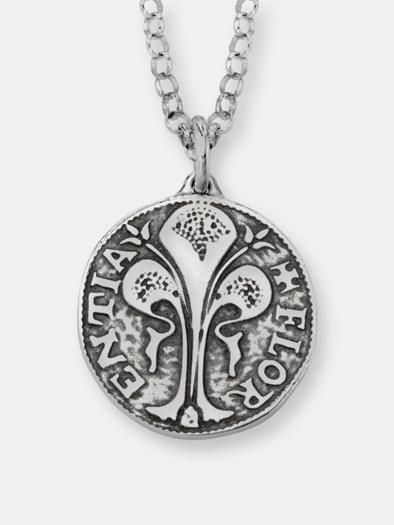 Florin Coin Charm - Sterling silver - oxidized silver
