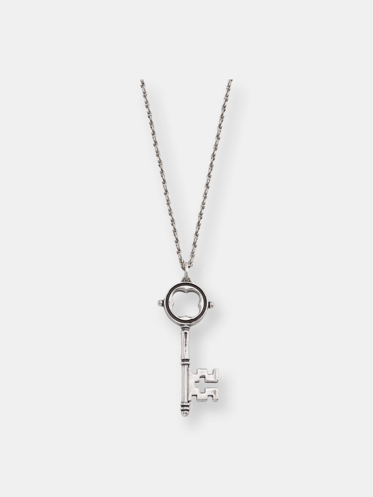 Key to Heaven Pendant Necklace - Sterling Silver - Oxidized Silver Finish