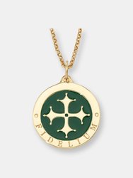 Maltese Cross Enamel Medallion Charm - Green/Gold
