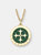 Maltese Cross Enamel Medallion Charm - Green/Gold