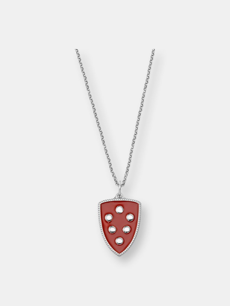 Medici Enamel Shield Necklace - Sterling Silver - Rhodium Finish