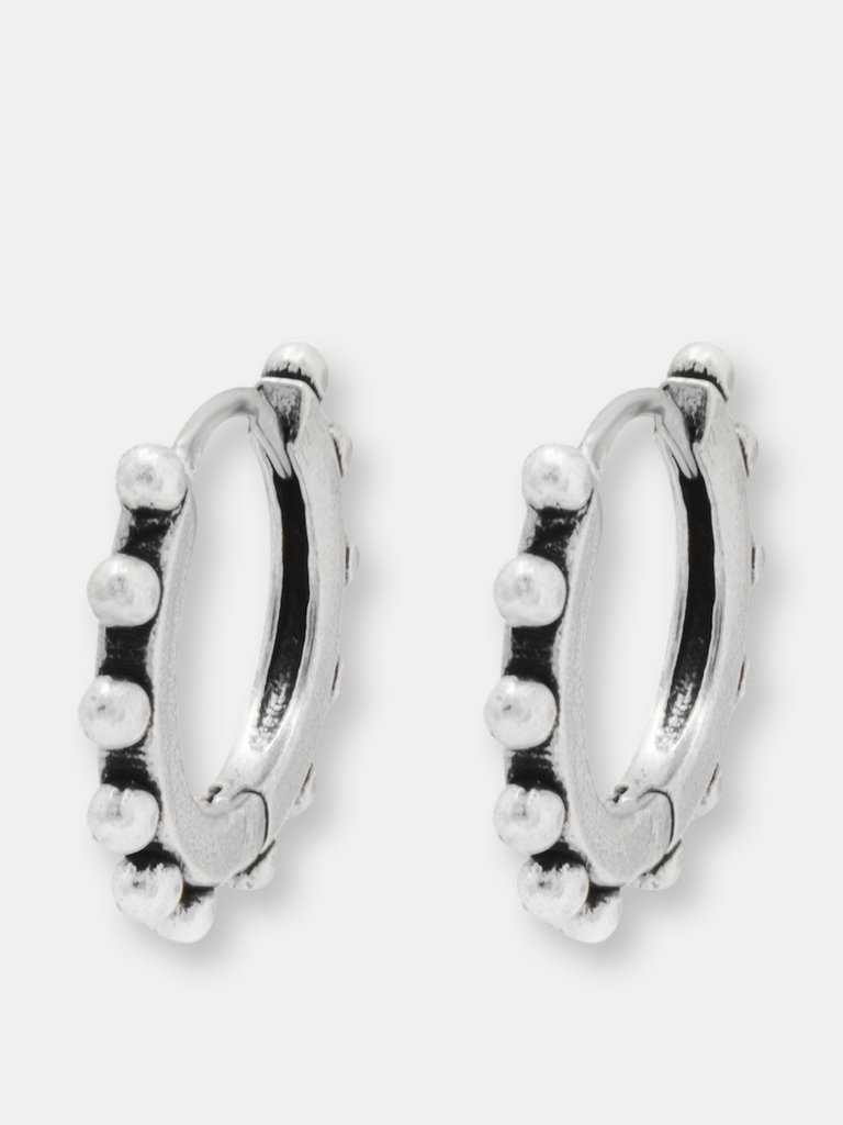 Medici Huggie Hoop Earrings - Sterling Silver - Oxidized Finish