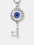 Evil Eye Cabochon Key Charm - Oxidized Silver Finish