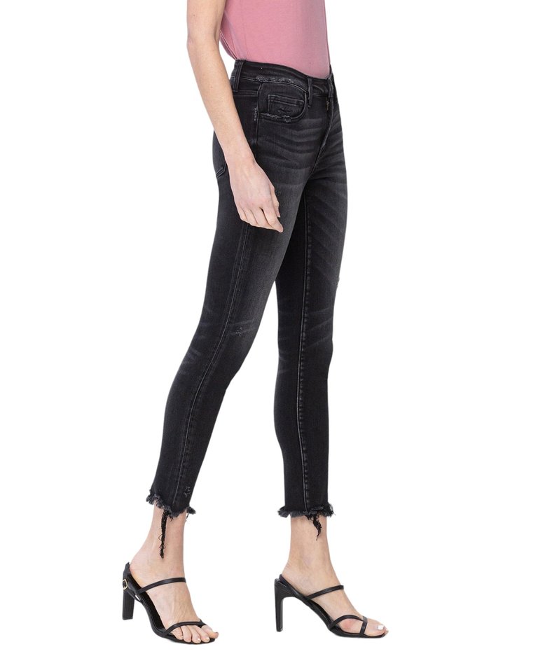 Noteworthy - Mid Rise Cropped Distressed Hem Skinny Jeans