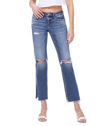 Novelty - Low Rise Distressed Split Hem Straight Jeans - Medium