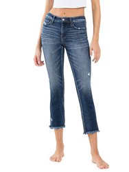 Stunned - Low Rise Raw Hem Cropped Slim Straight Jeans - Medium