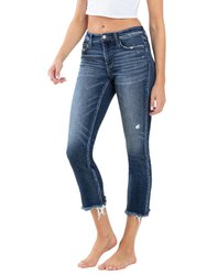 Stunned - Low Rise Raw Hem Cropped Slim Straight Jeans
