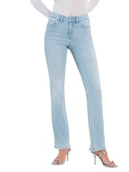 Well Connected - High Rise Distressed Hem Bootcut Jeans - Light