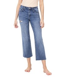 Worked - High Rise Cropped Straight Jeans - Medium
