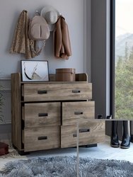 Anemone Dresser, One Double Drawer, Four Drawers - Dark Brown