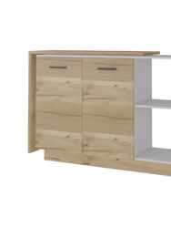 Aspen Kitchen Island, Two Concealed Shelves, One Drawer , Three Divisions