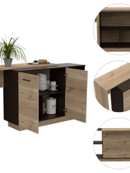 Aspen Kitchen Island, Two Concealed Shelves, One Drawer , Three Divisions