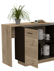 Aspen Kitchen Island, Two Concealed Shelves, One Drawer , Three Divisions