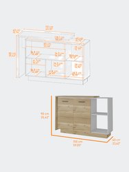 Aspen Kitchen Island, Two Concealed Shelves, One Drawer , Three Divisions