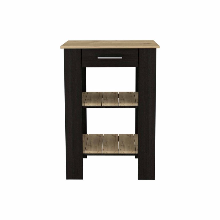 Bay Area Pantry, Double  Door Cabinets, One Drawer, Four Adjustable Metal Legs - Black - Light Oak