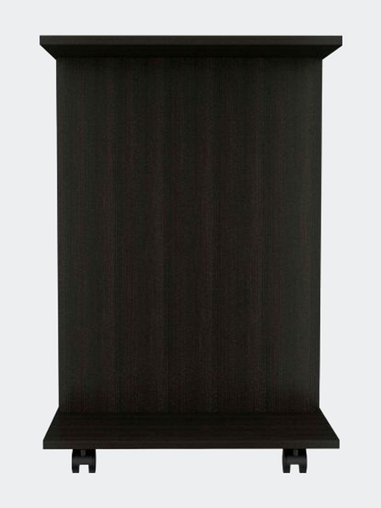 Bombay Mobile Tray Table, Two Side Shelves - Black