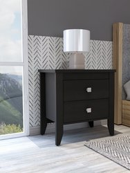 Breeze Nightstand, Four Legs, Two Shelves, Superior Top - Black Wengue