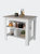 Brooklyn Antibacterial Surface Kitchen Island, Three Concealed Shelves