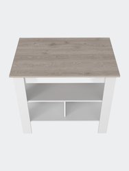 Brooklyn Antibacterial Surface Kitchen Island, Three Concealed Shelves