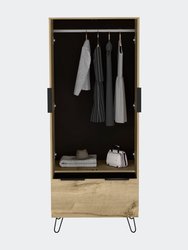 Camerun Closet, Double Door Cabinet, One Drawer, Four Steel Legs