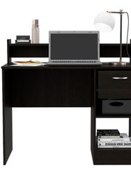 Charlotte Computer Desk, Two Shelves, One  Drawer - Black Wengue