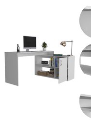 Dallas L-Shaped Home Office Desk, Two Shelves, One Drawer