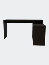 Dallas L-Shaped Home Office Desk, Two Shelves, One Drawer - Black Wengue