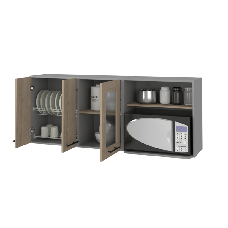 Everly Wall Cabinet, Glass Cabinet, Double Door, Rack
