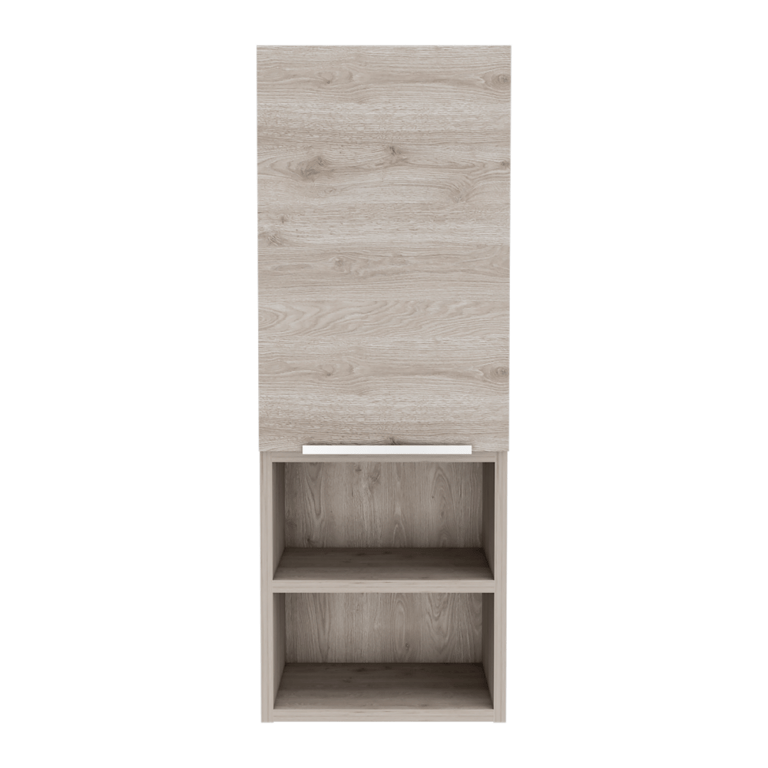 Ezra Bathroom Cabinet, Two Open Shelves, Two Interior Shelves, Single Door Cabinet - Light Grey