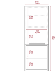 Ezra Bathroom Cabinet, Two Open Shelves, Two Interior Shelves, Single Door Cabinet