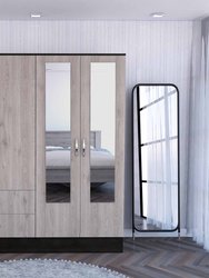 Florencia L Mirrored Armoire, Two Cabinets With Divisions, Two Drawers